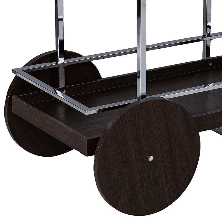 Image 4 Dorben 34 1/4" Wide Dark Brown and Chrome Rolling Bar Cart more views