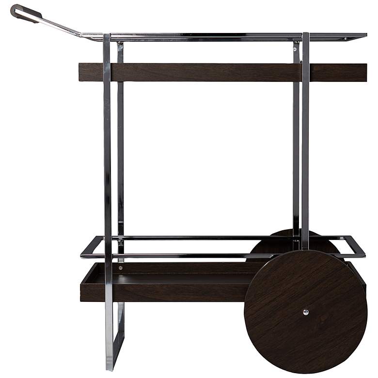 Image 5 Dorben 34 1/4" Wide Dark Brown and Chrome Rolling Bar Cart more views