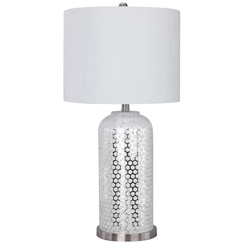 Image 1 Dore Brushed Steel and Silver Glass Table Lamp