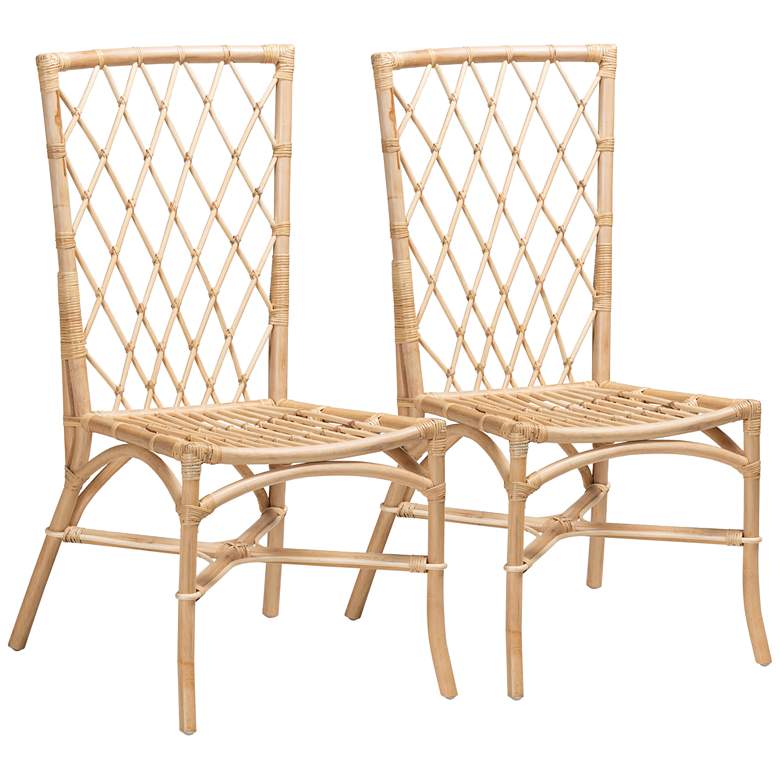 Image 2 Doria Natural Brown Rattan Dining Chairs Set of 2