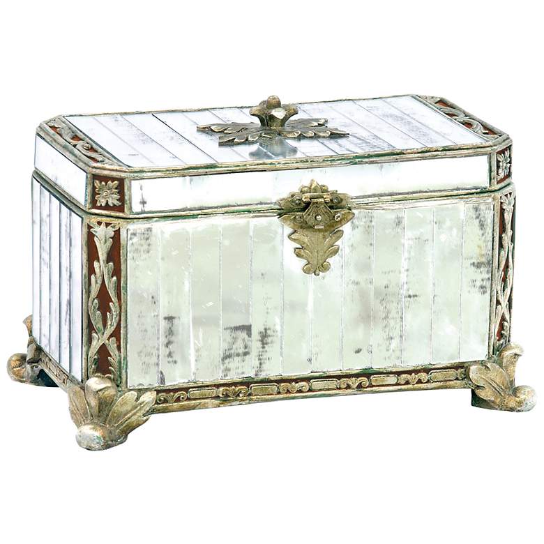 Image 1 Dorici 10 inch Wide Silver and Mirrored Panel Decorative Box