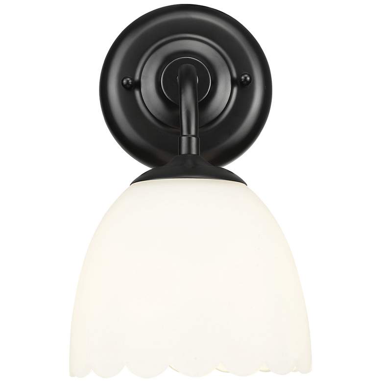 Image 1 Dorinda 1-Light Wall Sconce in Matte Black with Opal Glass
