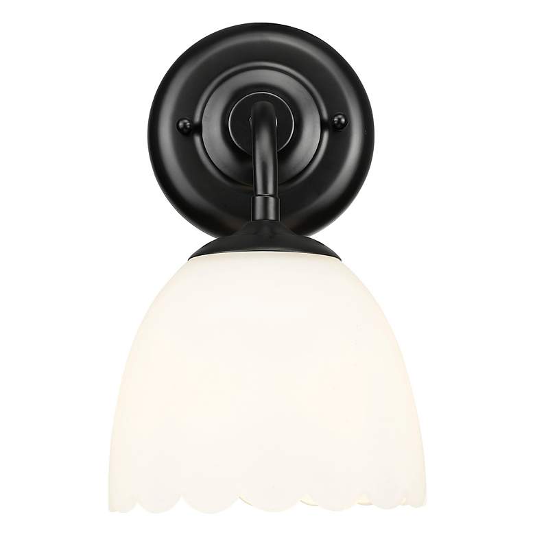 Image 2 Dorinda 1-Light Wall Sconce in Matte Black with Opal Glass more views