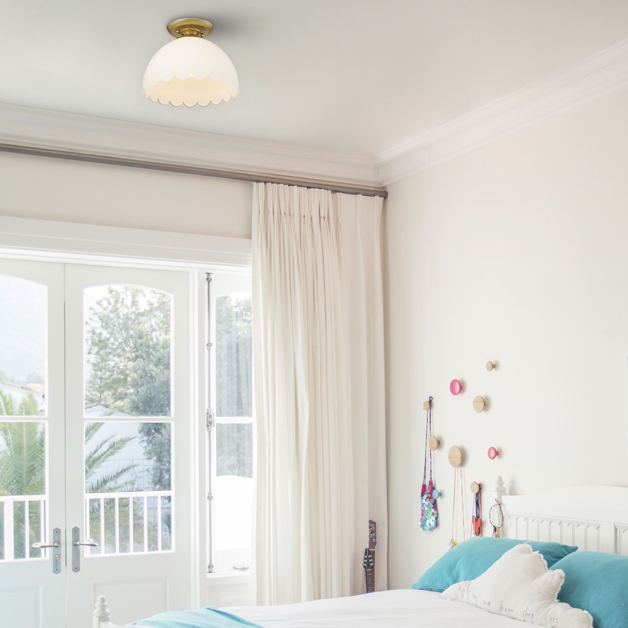 Dorinda 12 1/4" Wide Brushed Champagne Bronze Ceiling Light in scene