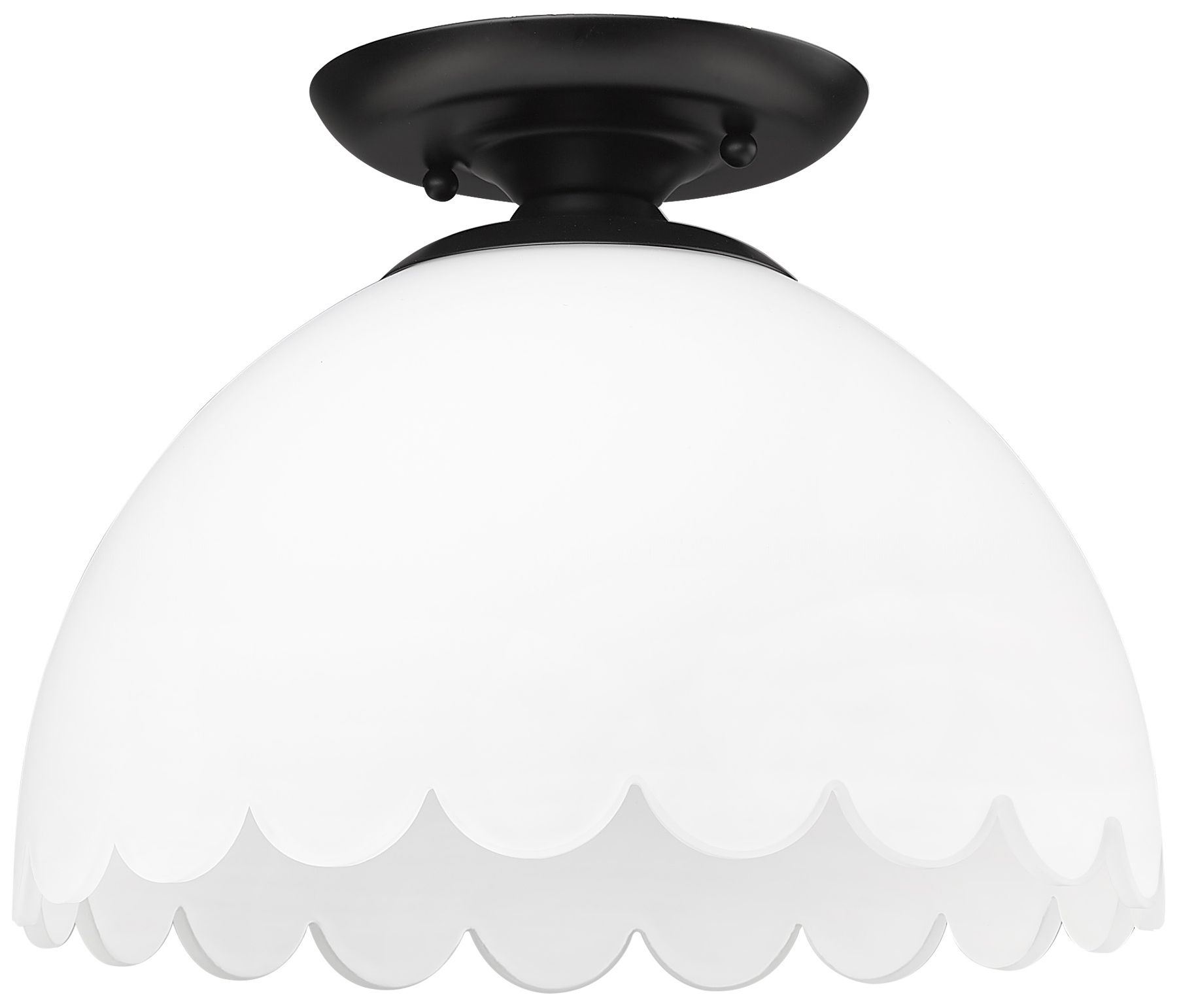 Dorinda 12 1/4" Wide Semi-Flush in Matte Black with Opal