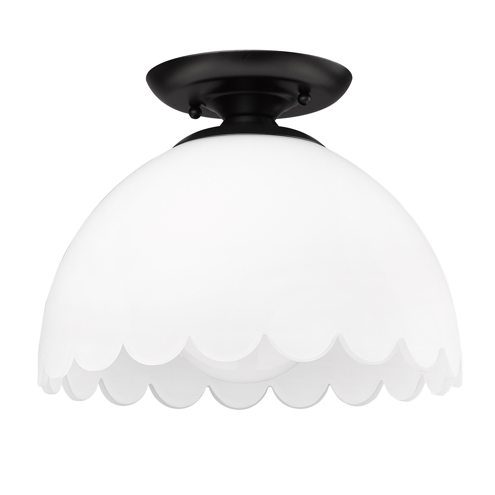 Image 6 Dorinda 12 1/4" Wide Semi-Flush in Matte Black with Opal more views