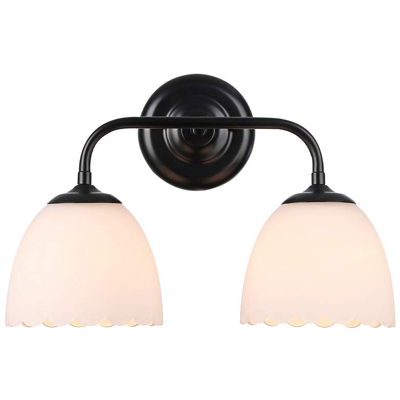 Image 1 Dorinda 2-Light Vanity Light in Matte Black with Opal Glass