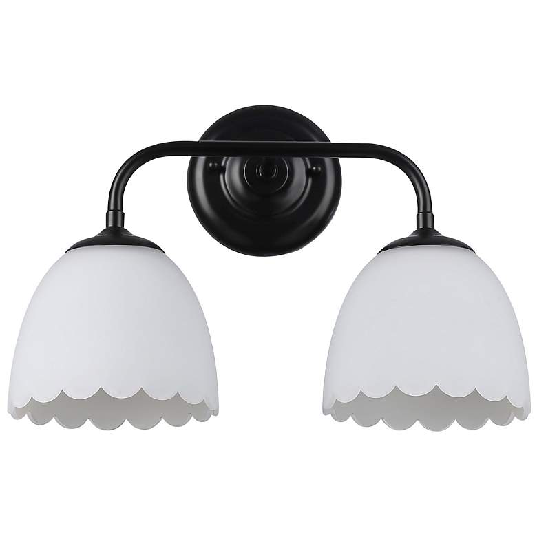 Image 2 Dorinda 2-Light Vanity Light in Matte Black with Opal Glass more views