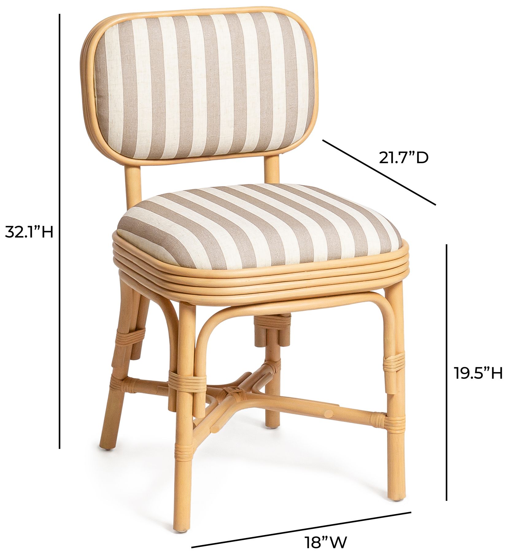 Image 7 Dorine Khaki Striped Dining Chair more views