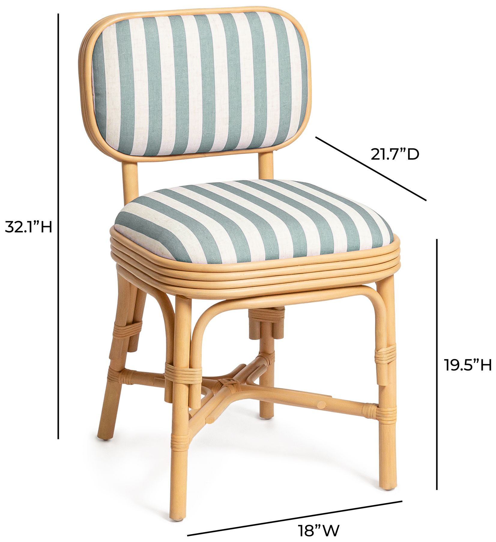 Dorine Mint Green Striped Dining Chair