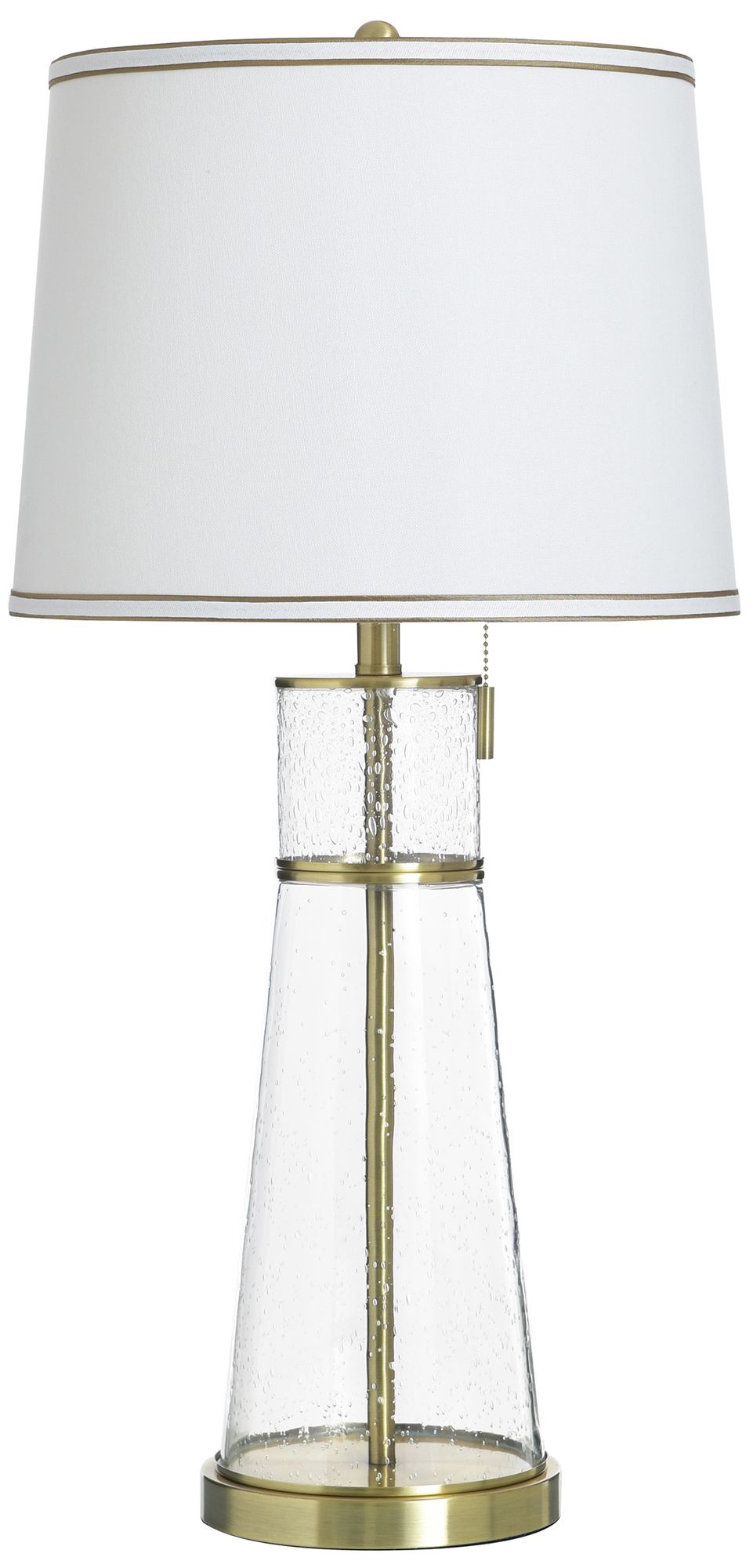 Image 2 Doris 33" High Clear Seeded &  Antique Brass Table Lamp with White Shade