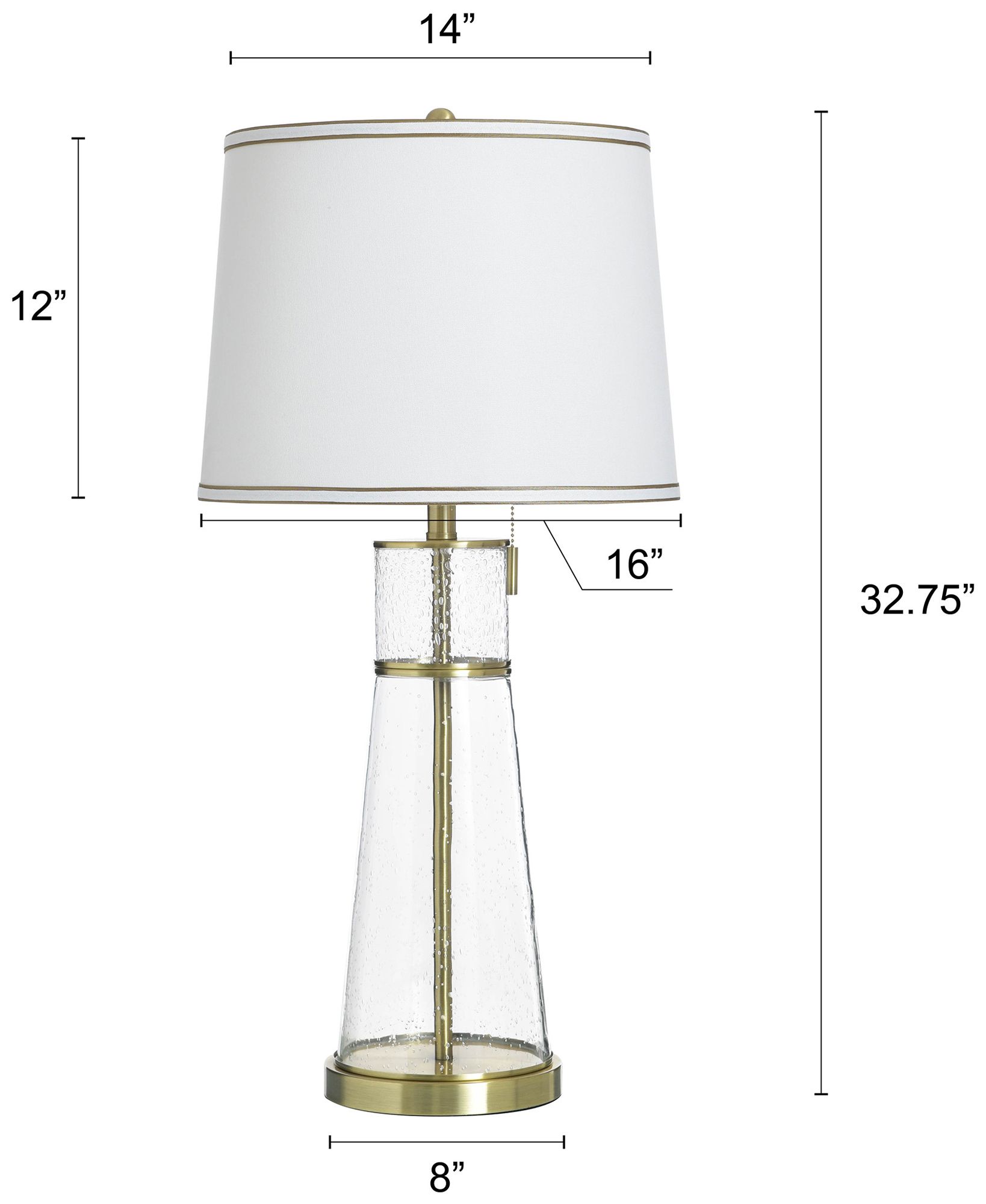 Image 7 Doris 33" High Clear Seeded &  Antique Brass Table Lamp with White Shade more views