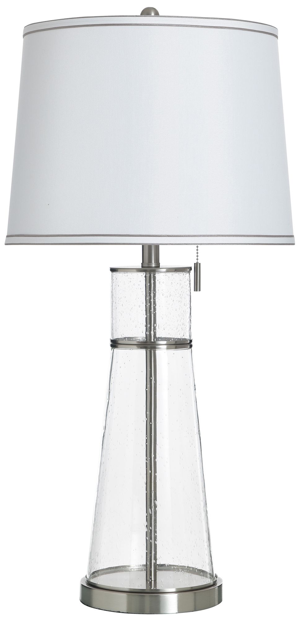 Image 2 Doris 33" High Clear Seeded &  Brushed Steel Table Lamp with White Shade
