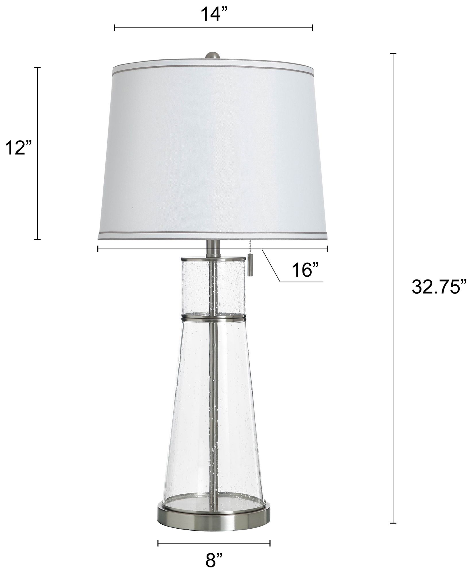 Image 7 Doris 33" High Clear Seeded &  Brushed Steel Table Lamp with White Shade more views
