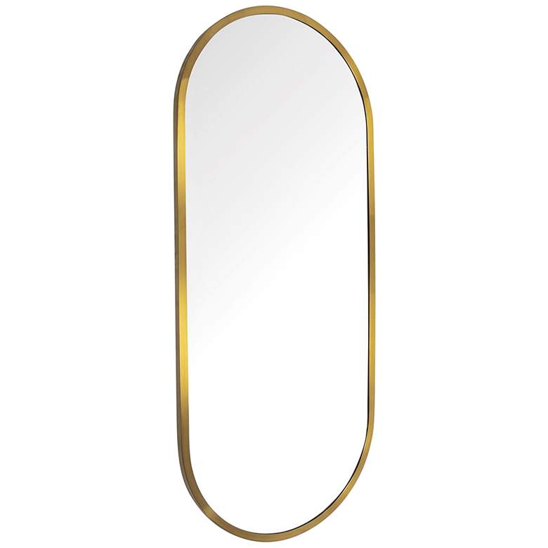 Image 1 Doris Natural Brass 21" x 50" Oval Wall Mirror