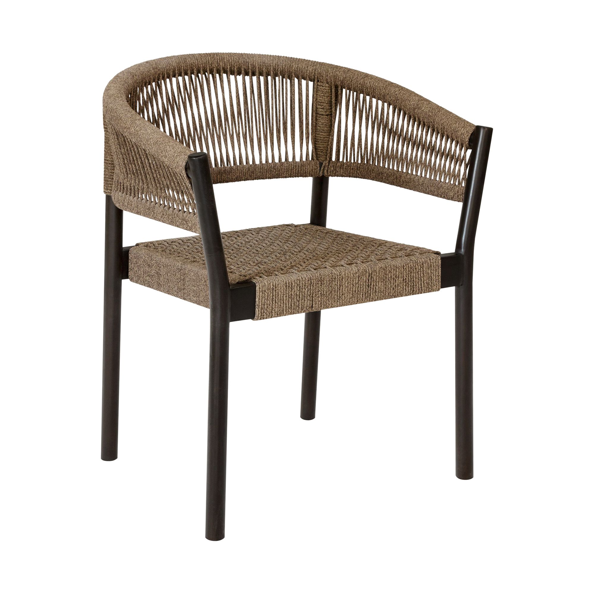 Doris Set of 2 Outdoor Dining Chair in Dark Eucalyptus Wood, Truffle Rope
