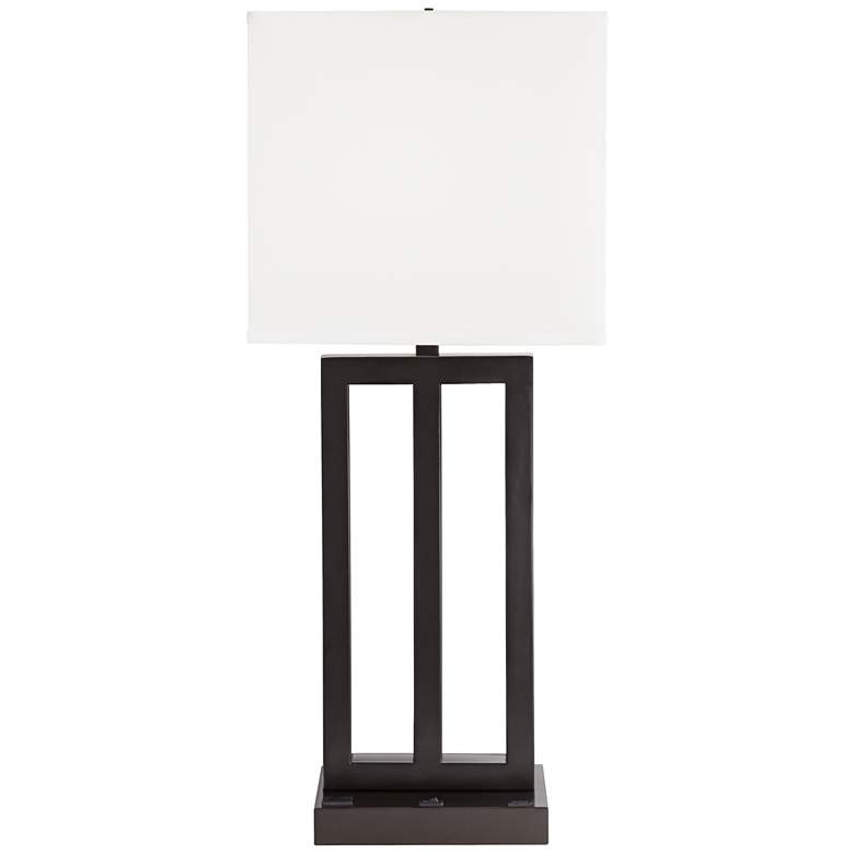 Dorn Dark Bronze 3-Tube Table Lamp with USB Port and Outlet more views