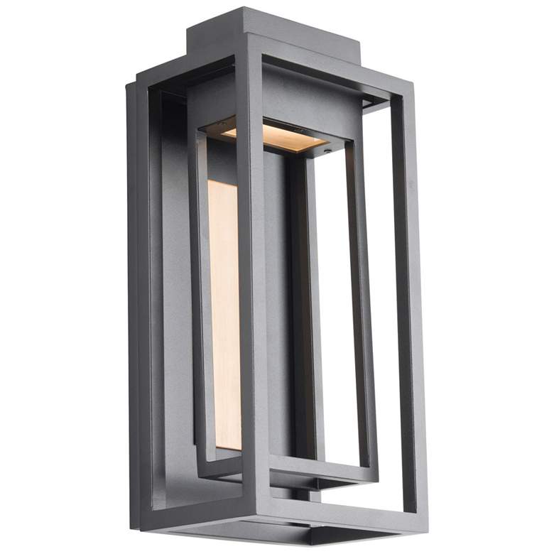 Image 2 Dorne 14" High Black and Aged Brass LED Outdoor Wall Light
