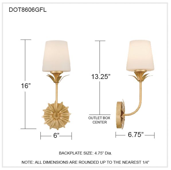 Dorothea 1-Light Gold Leaf Wall Sconce