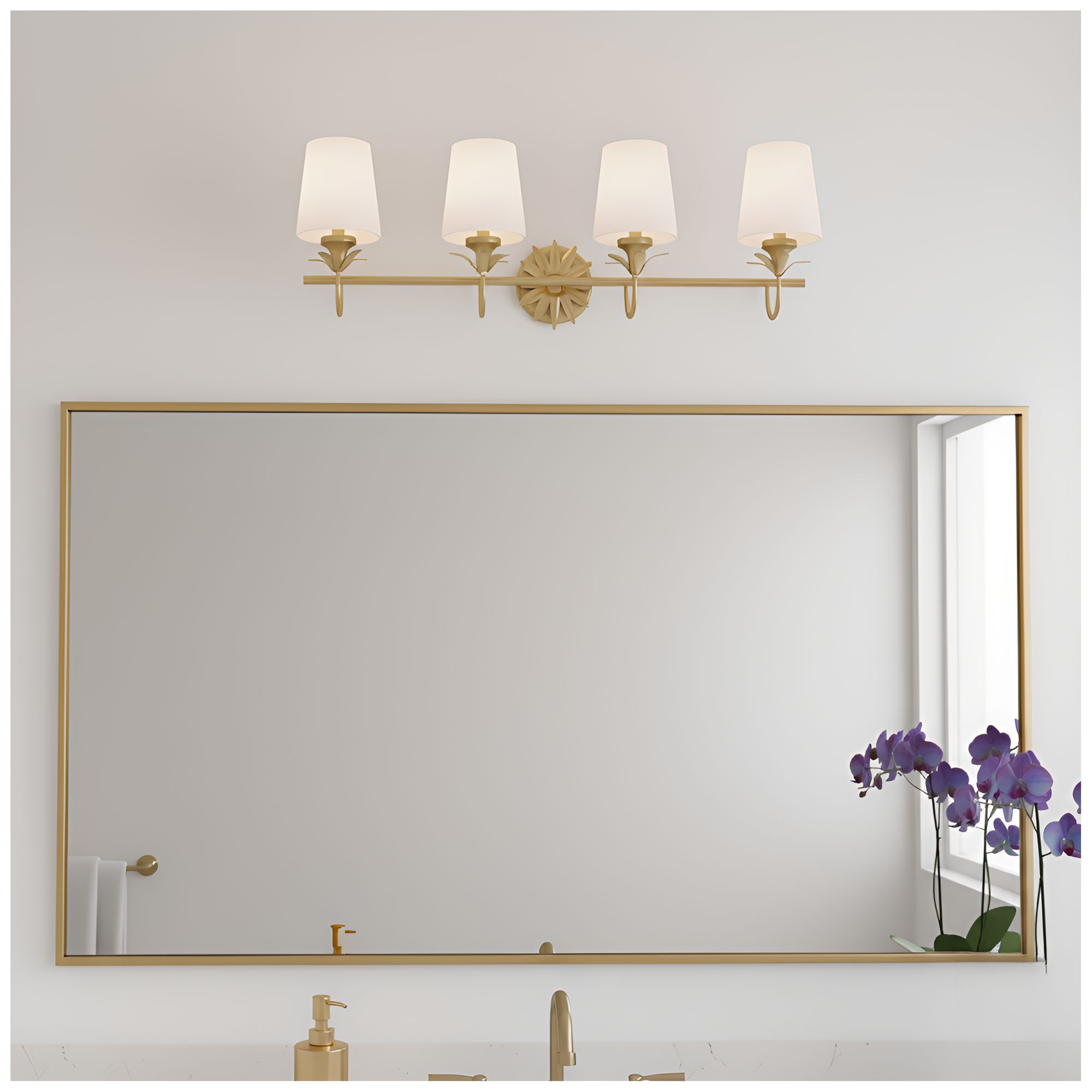 Image 7 Dorothea 4-Light Gold Leaf Vanity Light more views