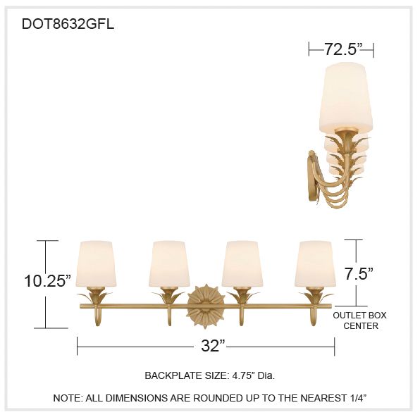 Dorothea 4-Light Gold Leaf Vanity Light