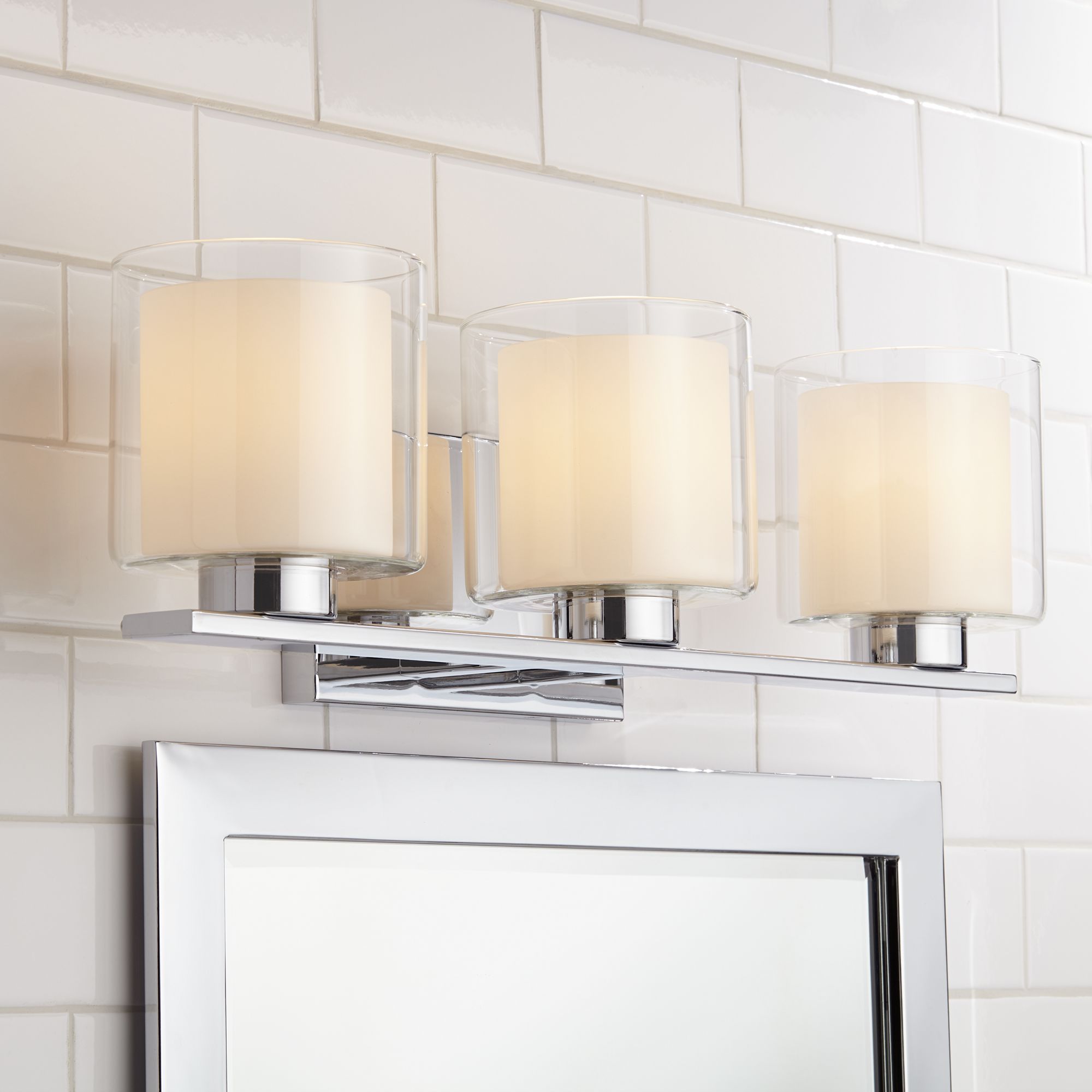 polished chrome bath sconce