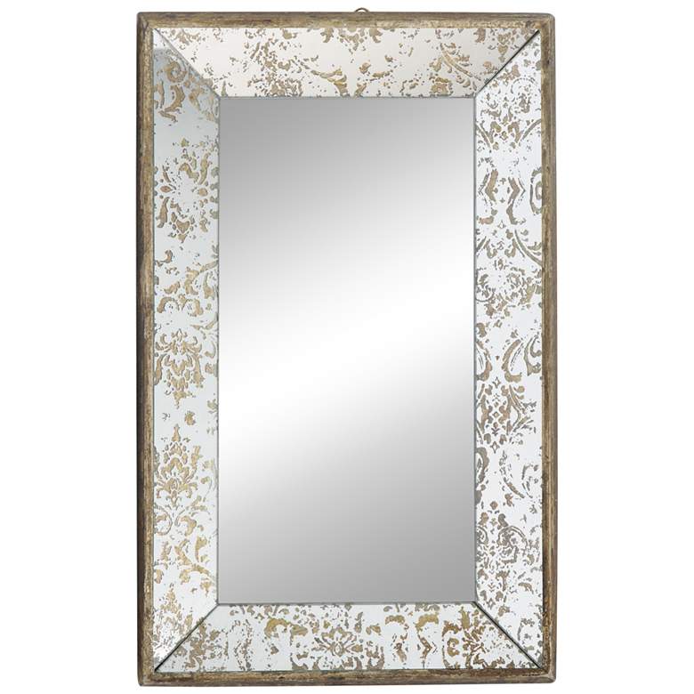 Image 1 Dorthea Gold and Mirrored 12 inch x 20 inch Rectangular Wall Mirror