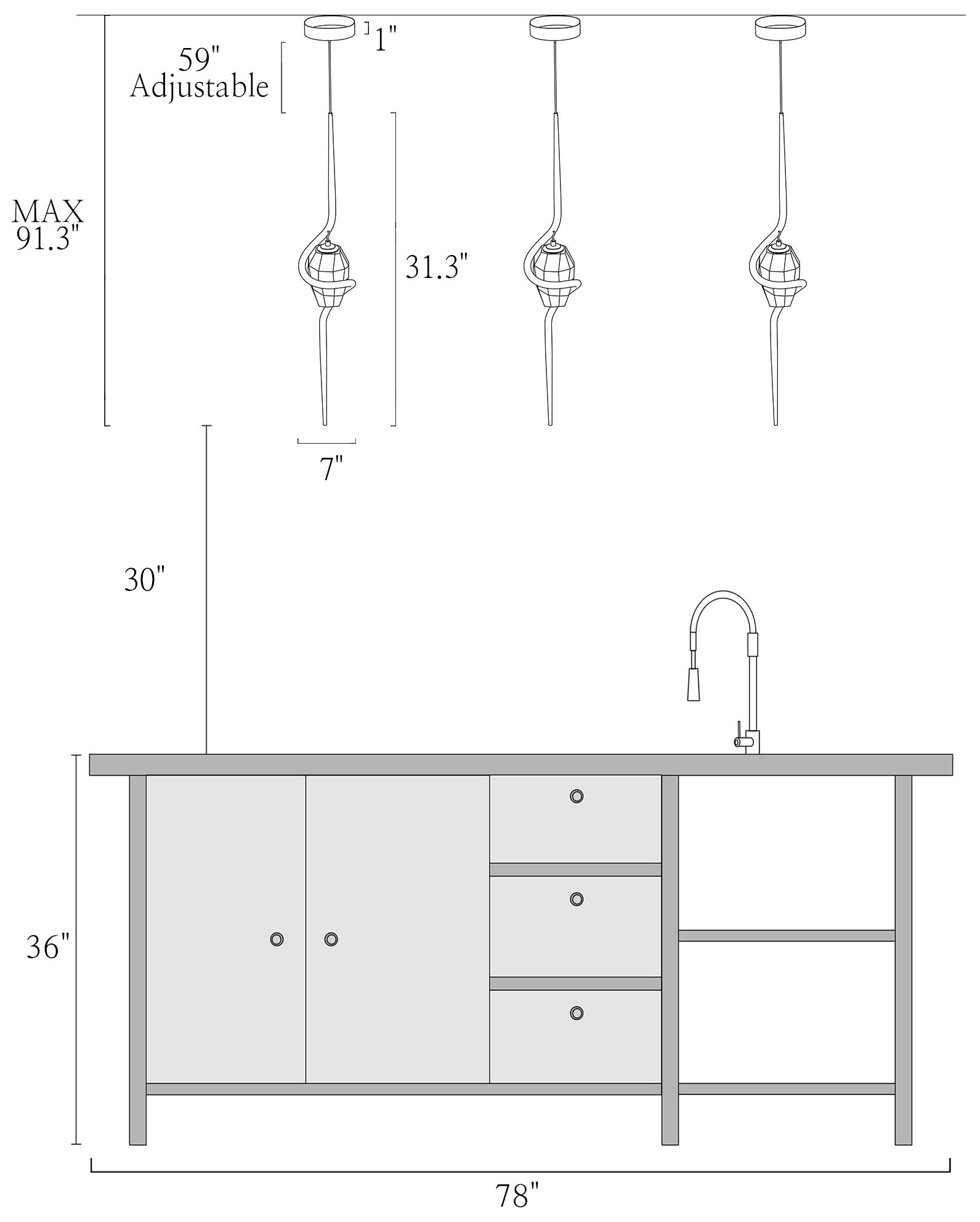 Doteaey 1-Light LED Gold Glass Pendant Light