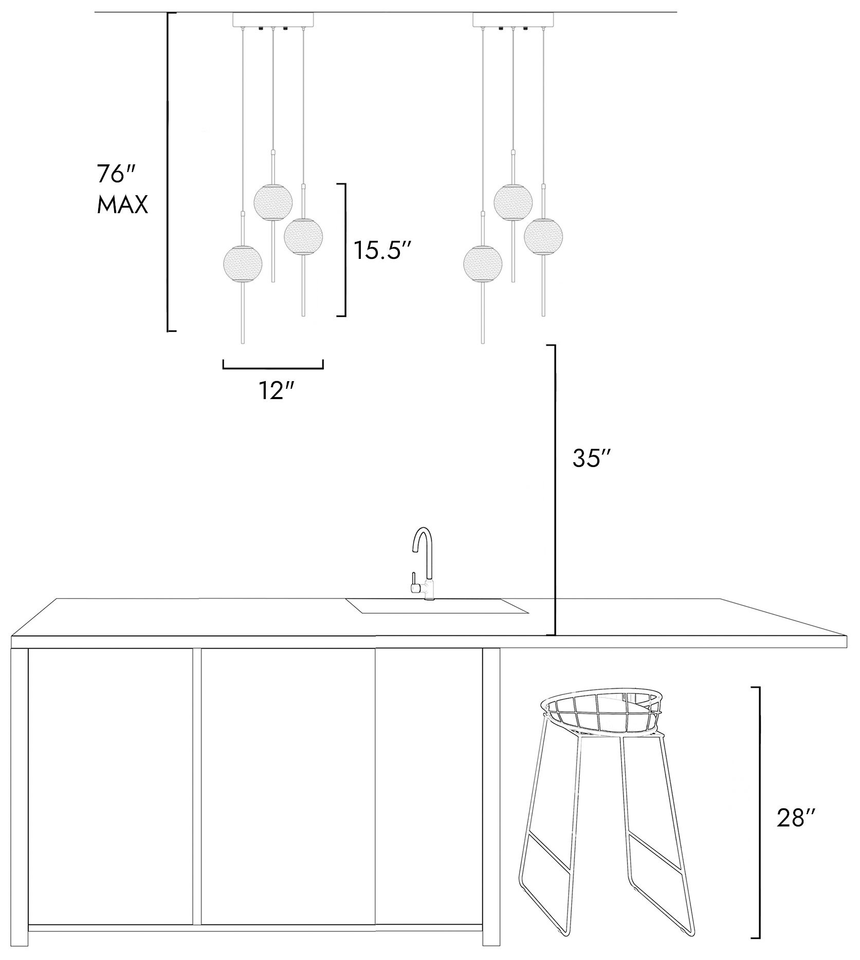 Image 4 Doteaey 3-Light LED Glass Cluster Island Pendant Light - Made to Order more views