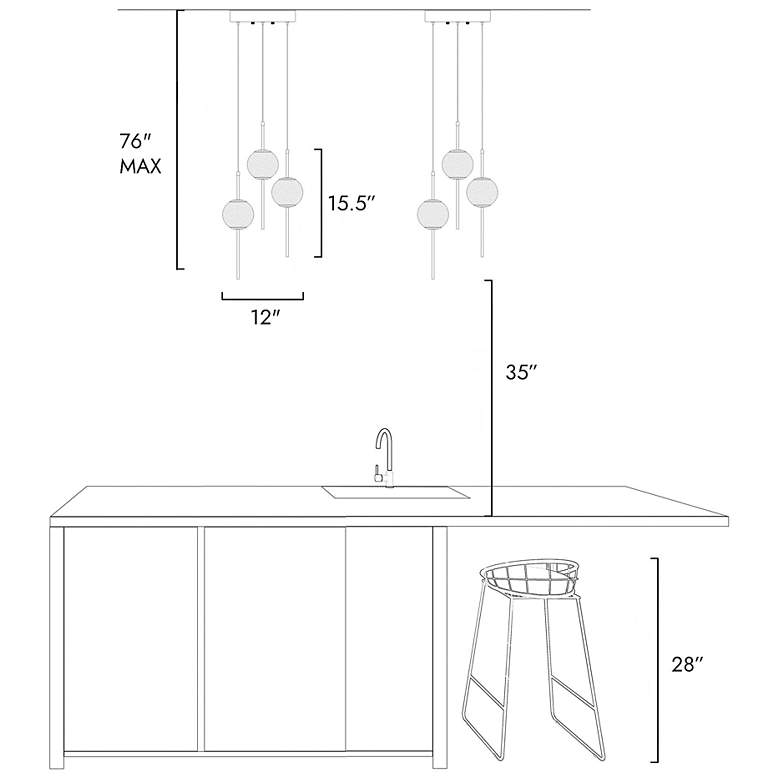 Image 4 Doteaey 3-Light LED Glass Cluster Island Pendant Light more views