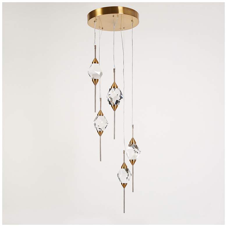 Image 2 Doteaey 5-Light Gold Cluster LED Crystal Island Pendant Light more views