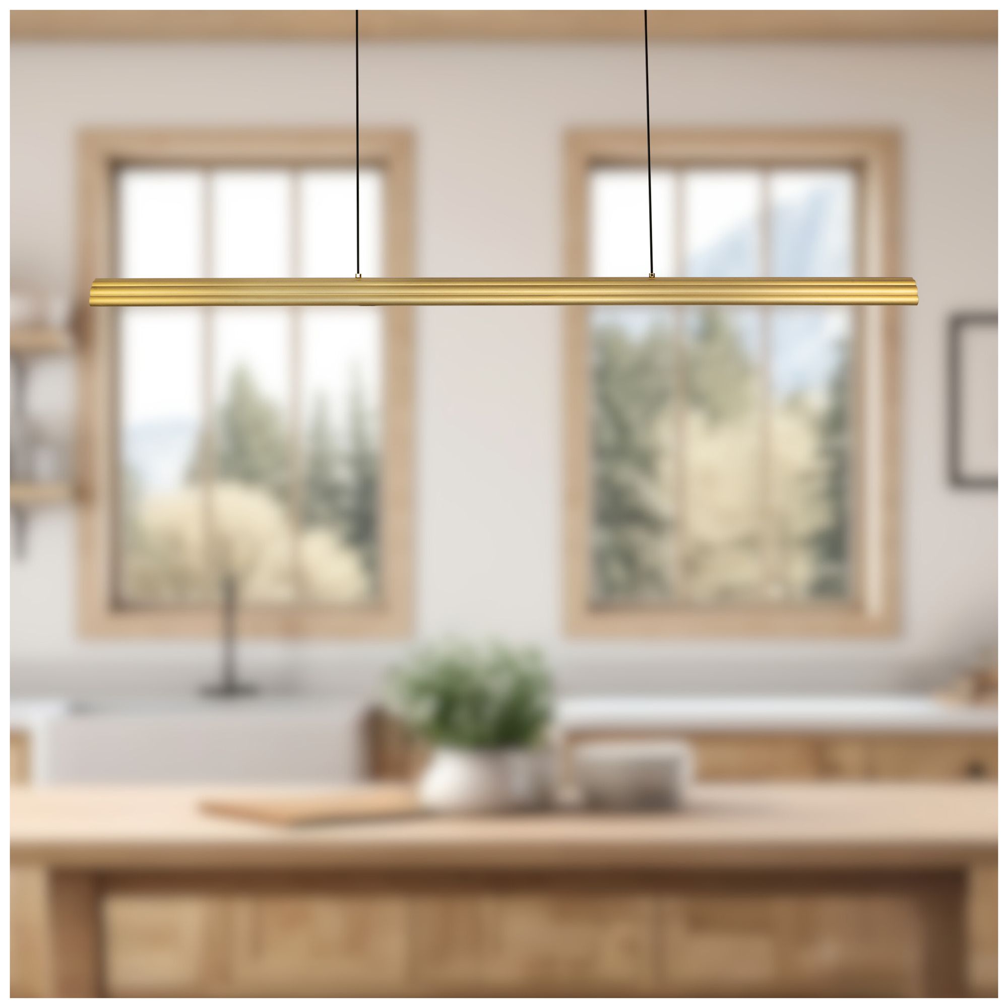 Image 5 Dottie 4-ft Brushed Gold dimmable LED Linear Pendant more views
