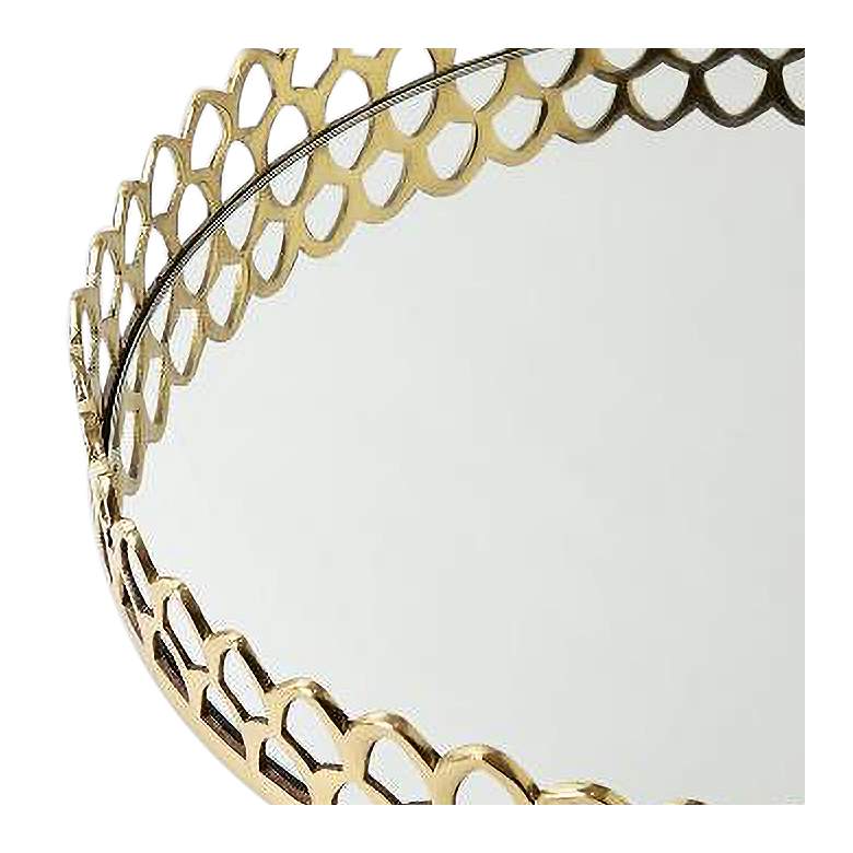Image 2 Double Arch Polished Brass Mirrored 18 inch Wide Decorative Tray more views