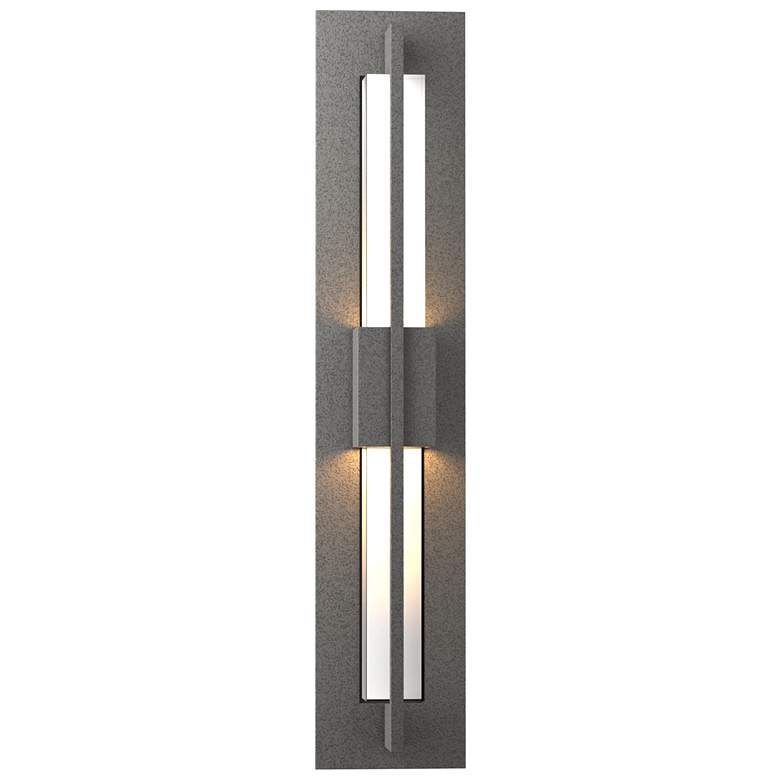 Image 1 Double Axis Small LED Outdoor Sconce - Iron Finish - Clear Glass