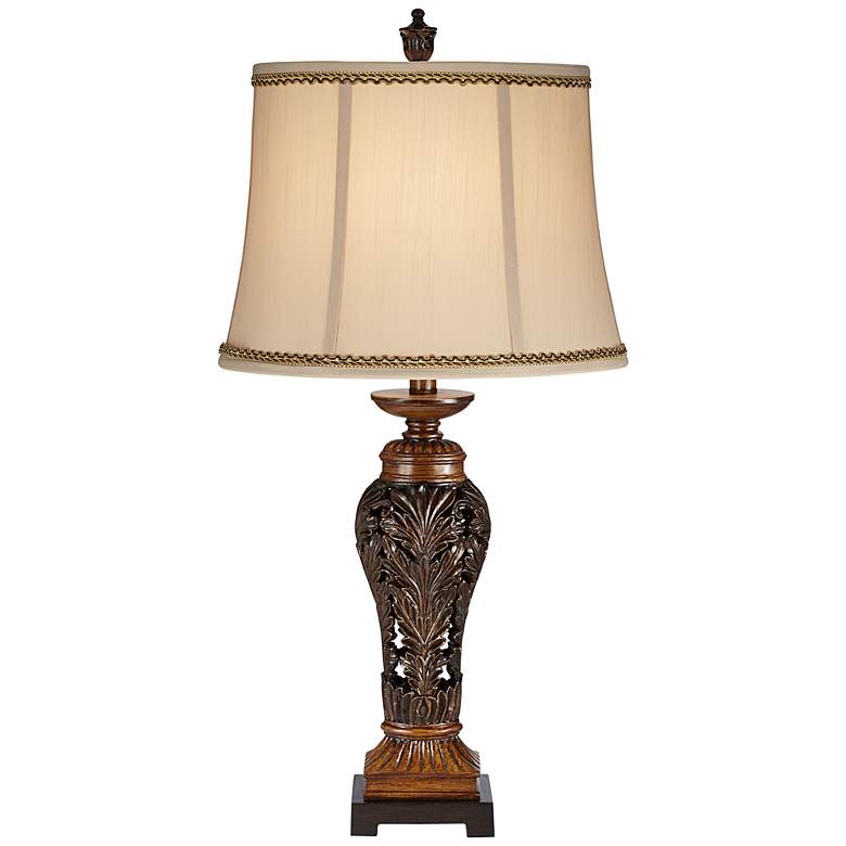 Image 1 Double Bronze Table Lamp with Florentine Twist Trim