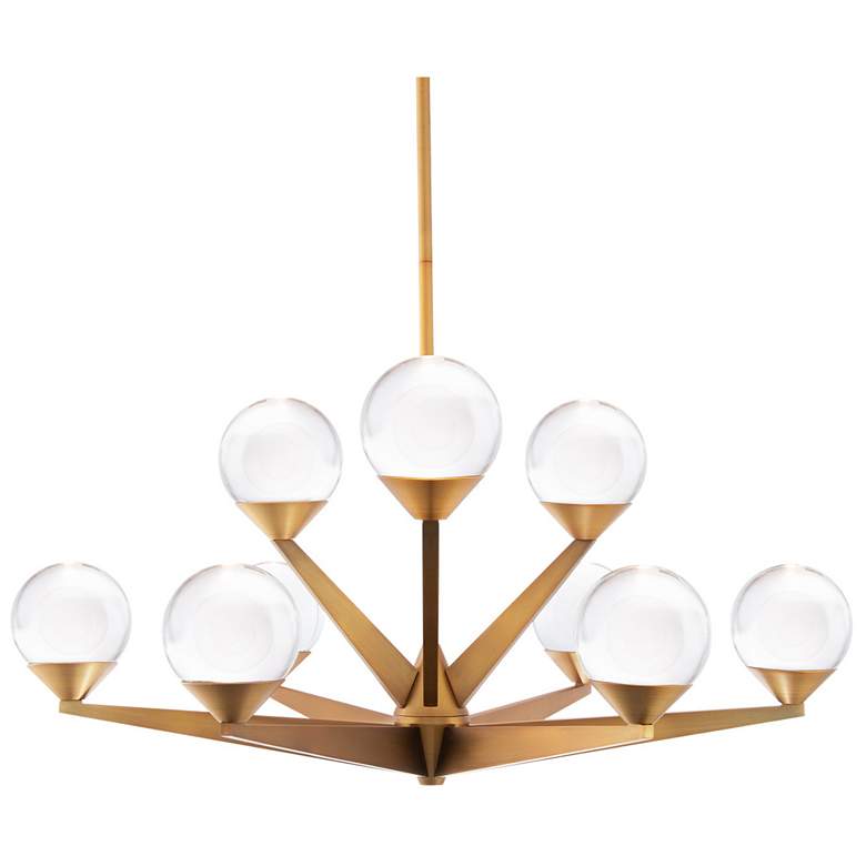 Image 1 Double Bubble 12.25"H x 23.88"W 9-Light Chandelier in Aged Brass