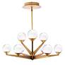 Thumbnail2 of Double Bubble 12.25"H x 23.88"W 9-Light Chandelier in Aged Brass more views
