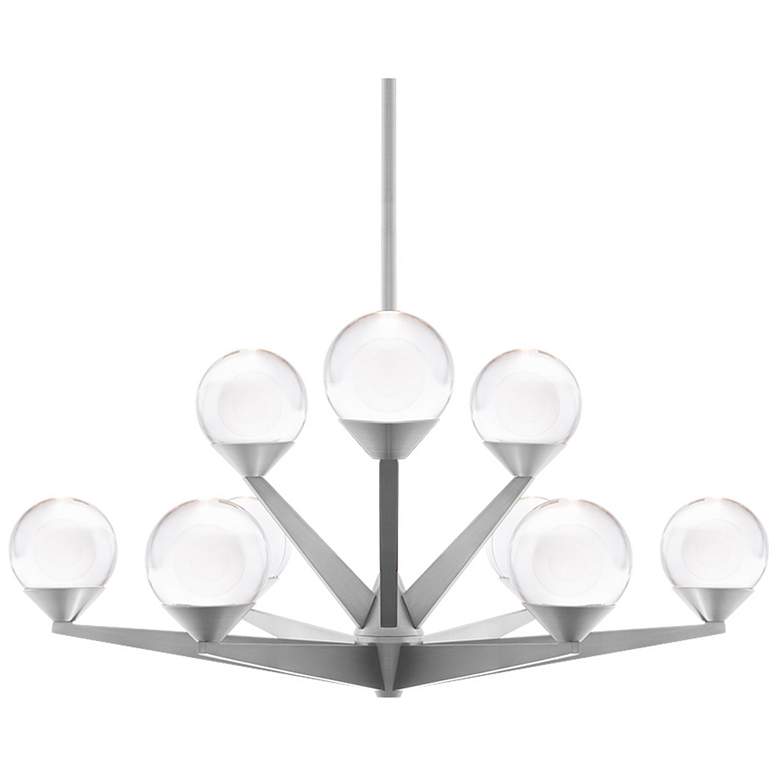 Image 1 Double Bubble 12.25"H x 23.88"W 9-Light Chandelier in Satin Nicke