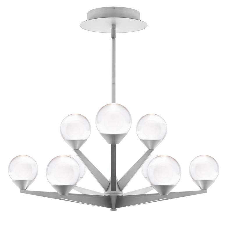Image 2 Double Bubble 12.25"H x 23.88"W 9-Light Chandelier in Satin Nicke more views
