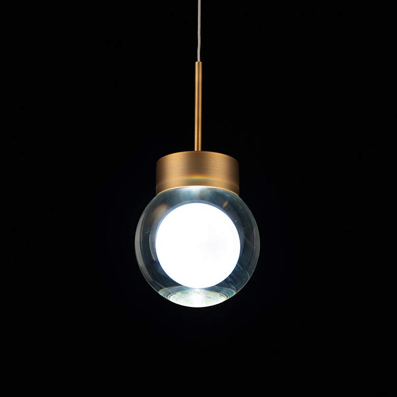 Image 4 Double Bubble 5 1/4" Wide Aged Brass LED Mini Pendant more views