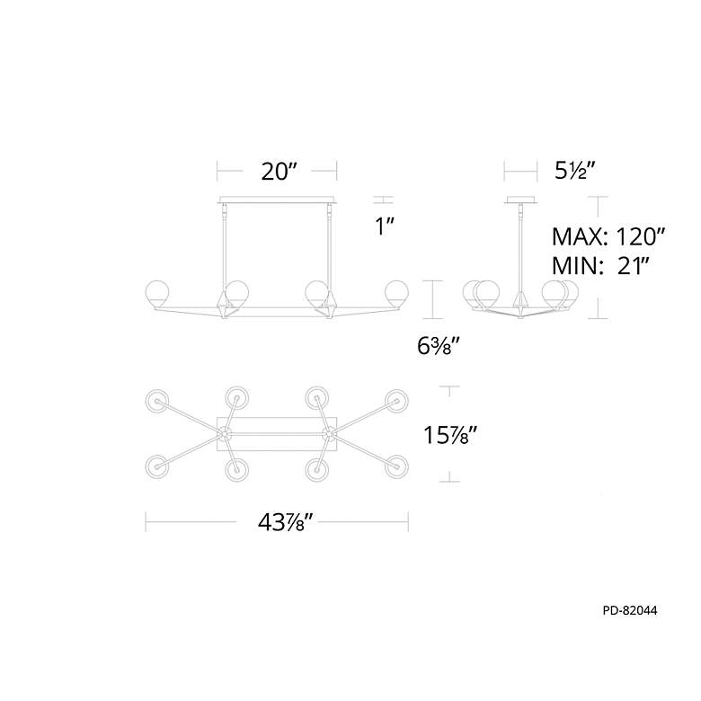 Image 4 Double Bubble 6.38"H x 15.88"W 8-Light Linear Chandelier in Satin more views