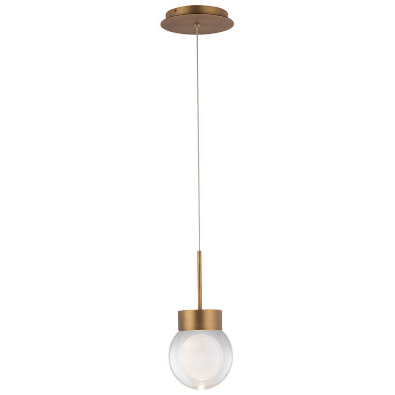 Image 1 Double Bubble 6"H x 5.13"W 1-Light Pendant in Aged Brass