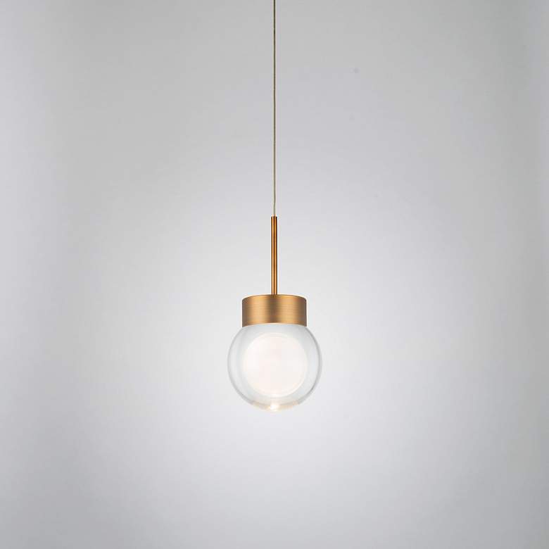 Image 3 Double Bubble 6"H x 5.13"W 1-Light Pendant in Aged Brass more views