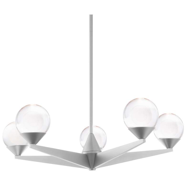 Image 2 Double Bubble 7"H x 22.25"W 5-Light Chandelier in Satin Nickel