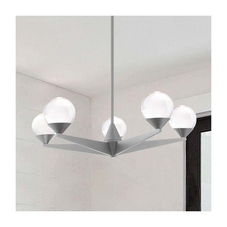 Image 1 Double Bubble 7"H x 22.25"W 5-Light Chandelier in Satin Nickel