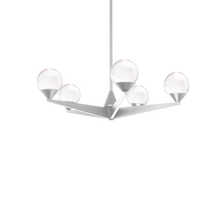 Image 4 Double Bubble 7"H x 22.25"W 5-Light Chandelier in Satin Nickel more views
