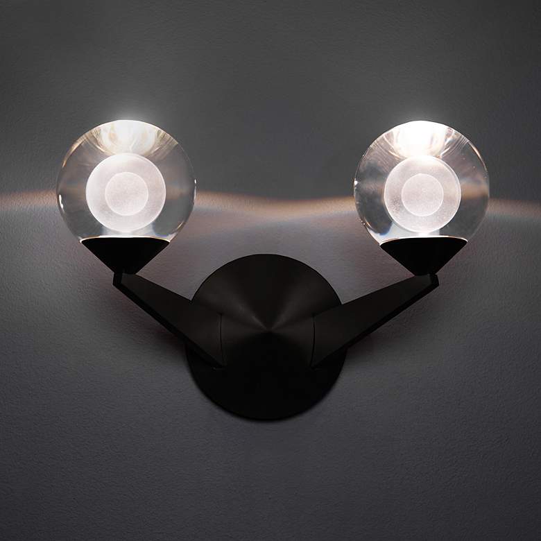 Image 2 Double Bubble 8.63"H x 6.5"W 2-Light Wall Sconce in Black more views