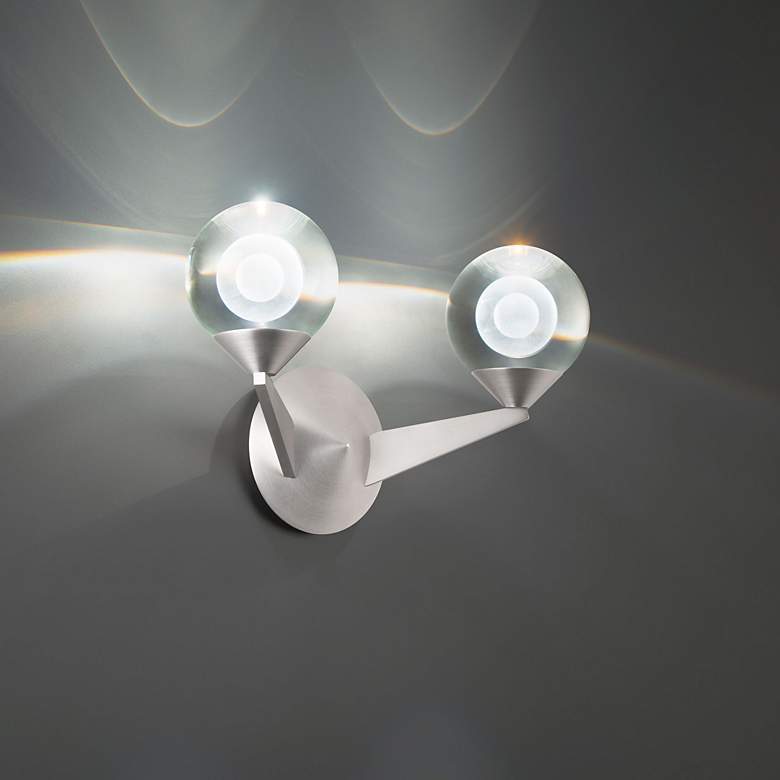 Image 2 Double Bubble 8.63"H x 6.5"W 2-Light Wall Sconce in Satin Nickel more views