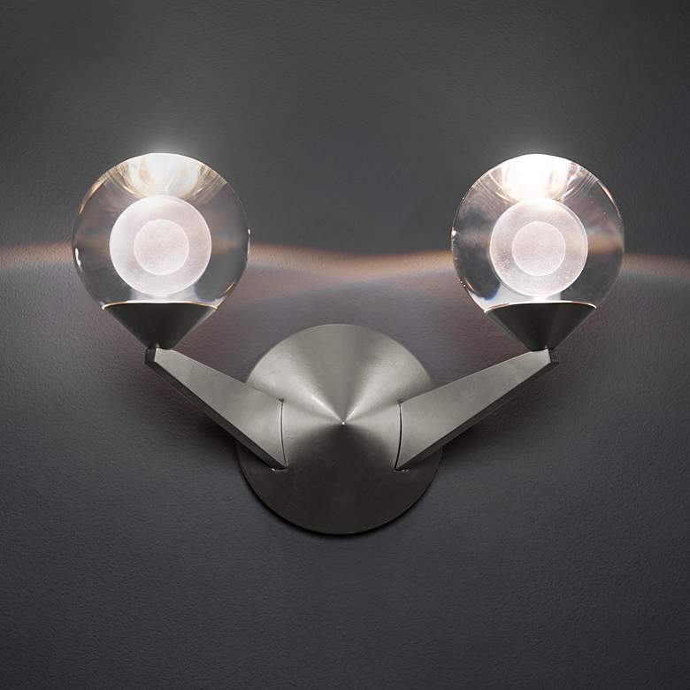 Image 3 Double Bubble 8.63"H x 6.5"W 2-Light Wall Sconce in Satin Nickel more views
