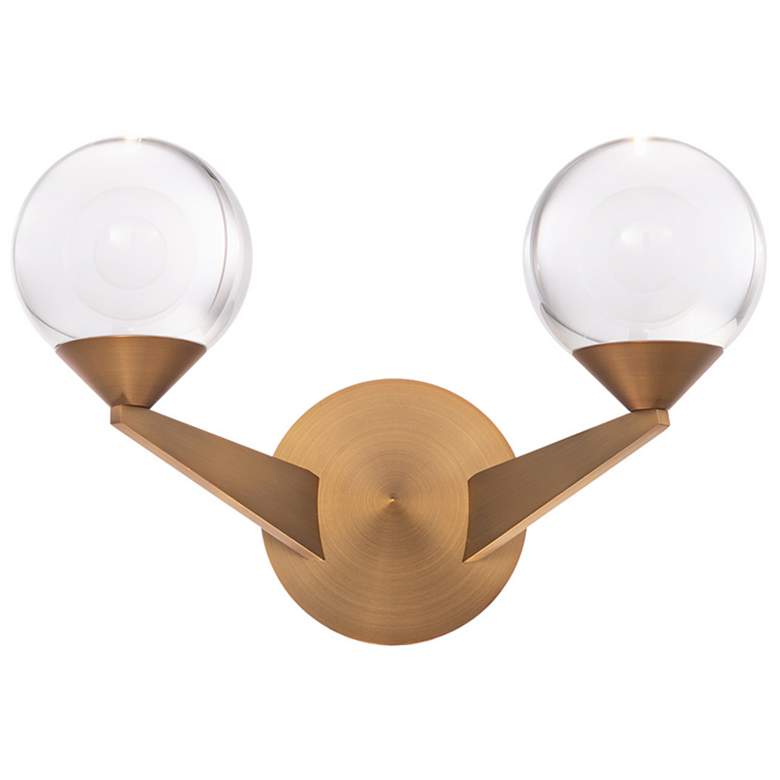 Image 2 Double Bubble 9 3/4" High Aged Brass 2-Light LED Wall Sconce